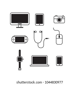 Gadgets icon set on white background, vector