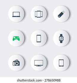 Gadgets modern round icons, vector illustration, eps10, easy to edit