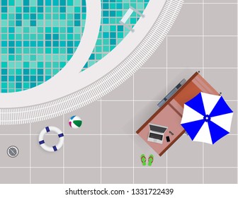 Gadgets on swimming pool background vector illustration