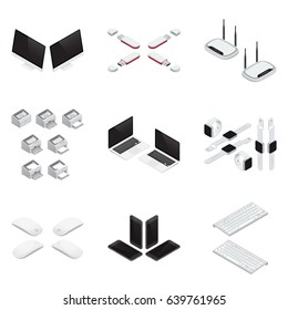 Gadgets, Other Electronics Set Isometric Vector Illustration Created For Mobile, Web, Decor, Print Products, Application