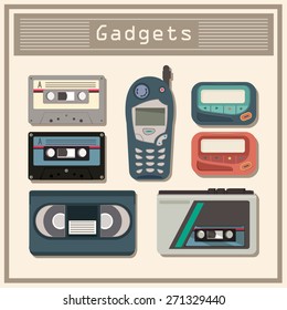 Gadgets in the past Vector for Illustration 