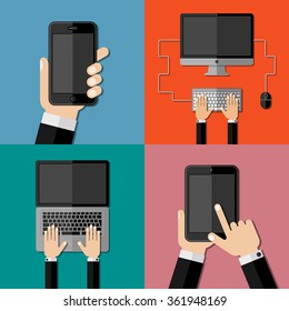 Gadgets. Set of flat icons. Vector illustration.
