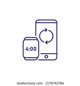 Gadgets synchronization line icon. Smartphone, smartwatch, update. Interface concept. Vector illustration can be used for topics like application, technology, device