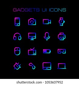 Gadgets ui icons set for simple flat style design.
