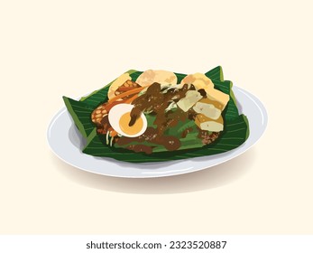 Gado Gado, Indonesia traditional food, made from fresh steam vegetables, and gravy peanut sauce