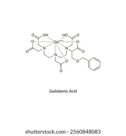 Gadobenic Acid flat skeletal molecular structure Contrast media treatment. Vector illustration scientific diagram.