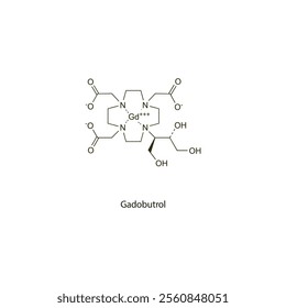 Gadobutrol flat skeletal molecular structure Contrast media treatment. Vector illustration scientific diagram.