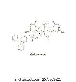 Gadofosveset flat skeletal molecular structure Contrast media treatment. Vector illustration scientific diagram.