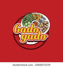 Gado-gado indonesia street food logo template illustration concept