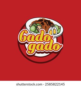 Gado-gado indonesia street food logo template illustration isolated