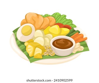 Gado-Gado Indonesian Salad Asian Street Food Illustration Vector