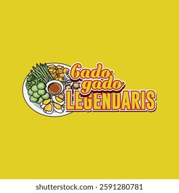 Gado-gado legendaris food logo template illustration vector