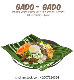 Gado-gado (mixed vegetables with the peanut sauce) illustration food, design element for logo illustration