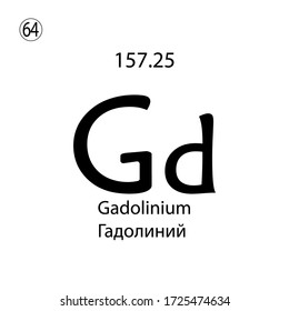 Gadolinium chemical element. The inscription in Russian and English is Gadolinium. vector illustrator