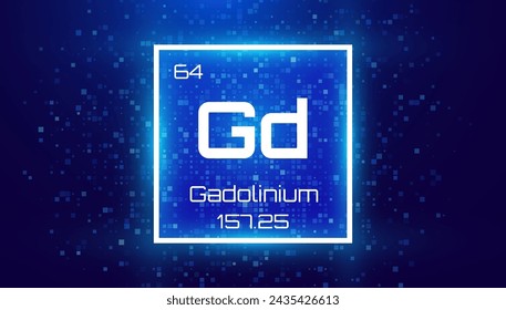 Gadolinium. Periodic Table Element with Symbol Gd. Chemical Element Card with Number and Atomic Weight. Design for Education, Lab, Science Class. Vector Illustration.