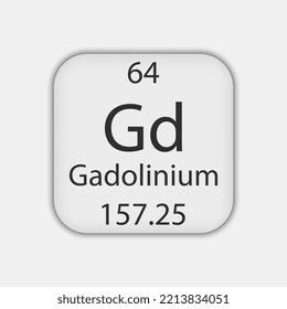 Gadolinium symbol. Chemical element of the periodic table. Vector illustration.