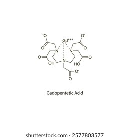 Gadopentetic Acid flat skeletal molecular structure Contrast media treatment. Vector illustration scientific diagram.