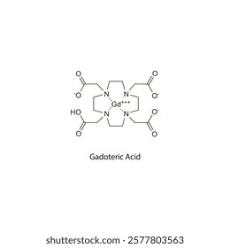 Gadoteric Acid flat skeletal molecular structure Contrast media treatment. Vector illustration scientific diagram.