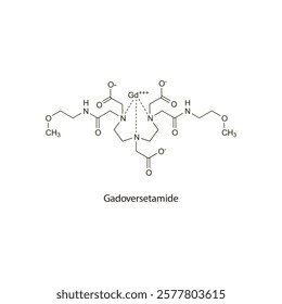 Gadoteridol flat skeletal molecular structure Contrast media treatment. Vector illustration scientific diagram.