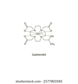 Gadoversetamide flat skeletal molecular structure Contrast media treatment. Vector illustration scientific diagram.