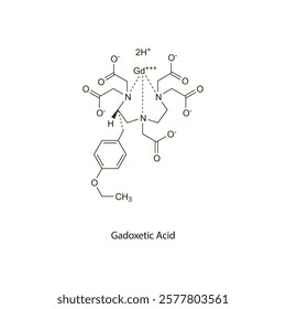 Gadoxetic Acid flat skeletal molecular structure Contrast media treatment. Vector illustration scientific diagram.