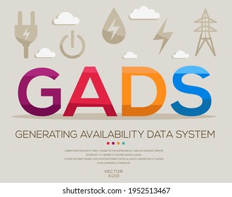 GADS mean (Generating Availability Data System) Energy acronyms ,letters and icons ,Vector illustration.
