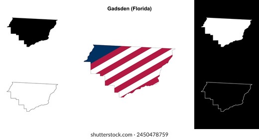 Gadsden County (Florida) outline map set