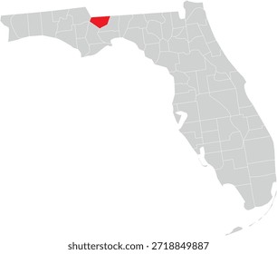 Gadsden County on Map of Florida State Editable Vector