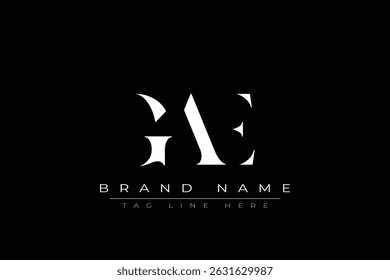GAE abstrato letra logotipo design. Este logotipo é desenhado por três letras abstratas.