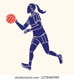 Gaelic Football Female Player Action Cartoon Graphic Vector