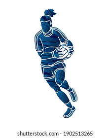 Gaelic Football Female Player Cartoon Graphic Vector