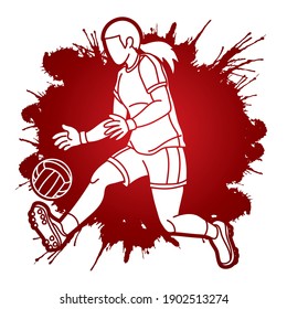 Gaelic Football Female Player Cartoon Graphic Vector