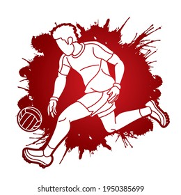 Gaelic Football Male Player Action Cartoon Sport Graphic Vector