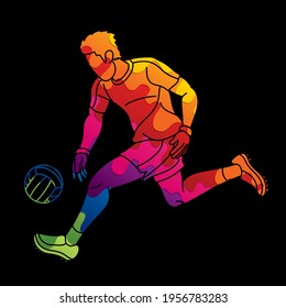 Gaelic Football Male Player Action Cartoon Sport Graphic Vector