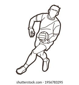 Gaelic Football Male Player Action Cartoon Sport Graphic Vector