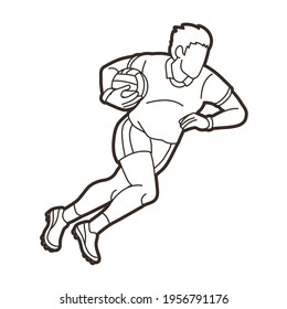 Gaelic Football Male Player Action Cartoon Sport Graphic Vector	