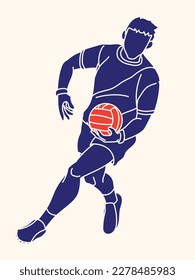 Gaelic Football Male Player Action Cartoon Graphic Vector