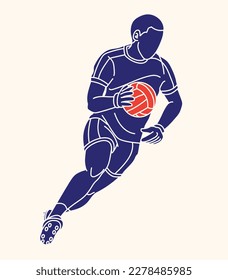 Gaelic Football Male Player Action Cartoon Graphic Vector