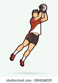 Gaelic Football male player cartoon graphic vector.