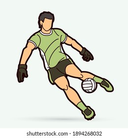 Gaelic Football male player cartoon graphic vector.