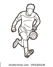 Gaelic Football male player cartoon graphic vector