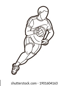 Gaelic Football male player cartoon graphic vector