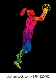 Gaelic Football Sport Female Player Action Cartoon Graphic Vector