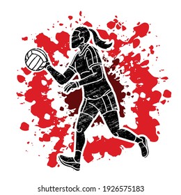 Gaelic Football Woman Player Cartoon Sport Graphic Vector