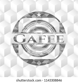 Gaffe grey badge with geometric cube white background