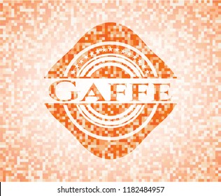 Gaffe orange tile background illustration. Square geometric mosaic seamless pattern with emblem inside.