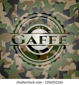 Gaffe written on a camouflage texture