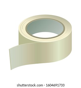 Gaffer adhesive sticky duct tape. Silver, gray fix plastic scotch roll. Vector