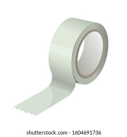 Gaffer adhesive sticky duct tape. Silver, gray fix plastic scotch roll. Vector