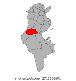 Gafsa of Tunisia Governorates map shape, travel web flat icon vector illustration .